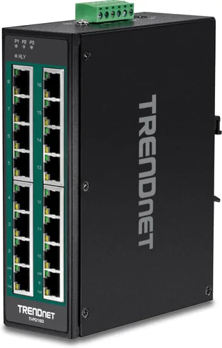 Vista 18 de TRENDnet Interruptor de carril DIN Gigabit PoE+ industrial no administrado