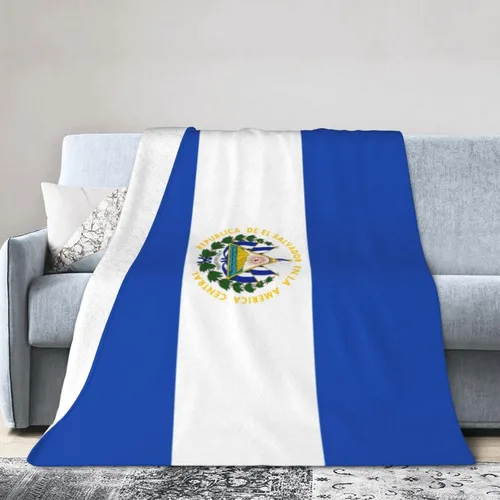 Vista 8 de Manta de franela con diseño de bandera de El Salvador, suave y afelpada, acogedora manta de franela para sofá, cálida y decorativa