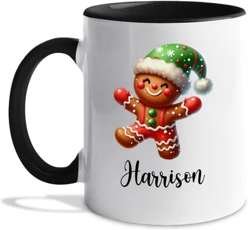 Vista 33 de Taza de café de Papá Noel con nombre personalizado – Taza de Papá Noel personalizada, 11 onzas y 15 onzas, bonita taza de cerámica blanca regalo