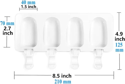 Vista 2 de 2 Moldes Pequeños Mini para Paletas, Moldes para Cakesicles de Silicona, Molde para Cake Pops con 4 Cavidades con 100 Palitos de Madera y 100