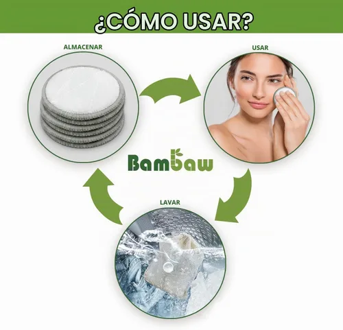 Vista 4 de Bambaw Redondas de algodón reutilizables para cara, 16 rondas con 1 bolsa para lavandería y almacenamiento, almohadillas de algodón reutilizables 16