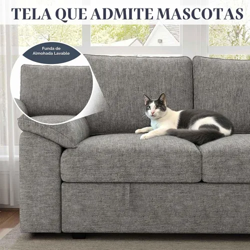 Vista 8 de Sofá modular de 108 pulgadas con cama extraíble, sofá modular en forma de U de 7 asientos con almacenamiento, sofás seccionales para sala de estar