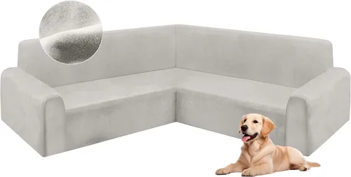 Vista 54 de HDCAXKJ Fundas de sofá seccional de esquina de terciopelo elástico en forma de L, juego de fundas deslizantes suaves y gruesas en forma de U
