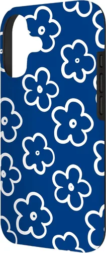 Vista 2 de Lindo patrón de flores silvestres azul marino y blanco floral caso para iPhone 17