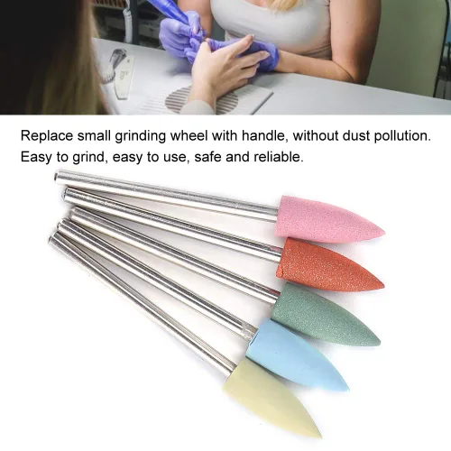 Vista 8 de Juego de 5 brocas para uñas, brocas para uñas, manicura de goma, pedicura, accesorio de rebabas para esmalte de uñas, uñas de gel acrílico, manicura