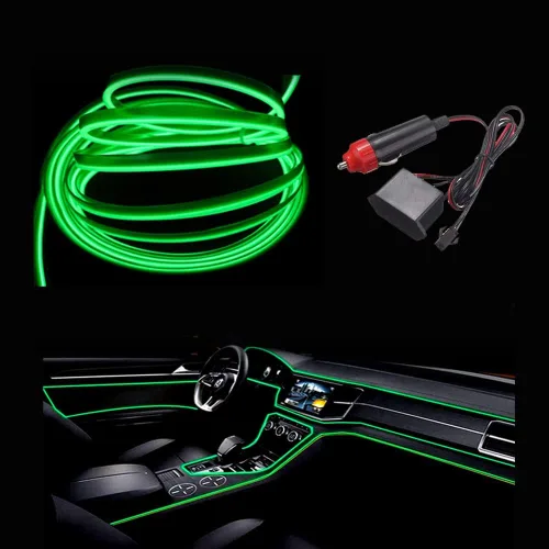 Vista 16 de MaxLax Tira de Iluminación LED de Neón Azul para Interior de Auto - 9.84 Pies de Cable EL de 12V Flexible con Protección de Fusible Integrada
