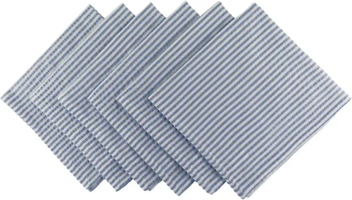 Vista 10 de DII Colección de mesa a rayas de sirsaca 100% algodón, aguamarina, mantel, 60x84, 1 pieza