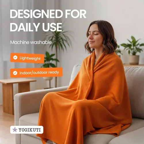 Vista 5 de Yogikuti Iyengar - Juego de dos mantas de yoga de algodón, gruesas mantas de yoga tejidas a mano para yoga restaurativo, meditación y pranayama