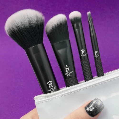 Vista 3 de MODA Pro Everday - Juego de 5 brochas de maquillaje con bolsa de viaje, estuche de viaje