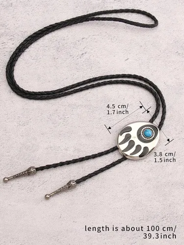 Vista 30 de Jeilwiy Corbata de bolo para hombre, corbata de vaquero occidental, collar de corbata de bolo dorado, corbata de cuero, corbata de Halloween