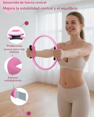Vista 3 de Home Pilates Essentials Set de equipo de pilates para mujer con guía de usuario completa, anillo de pilates de 13 pulgadas, pelota de ejercicio