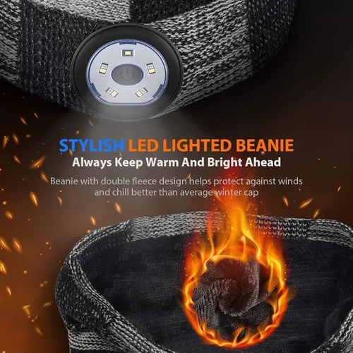 Vista 3 de PASTACO Christmas Stocking Stuffers Birthday Gifts for Men Women LED Beanie Hat