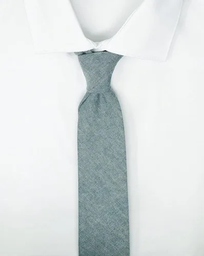 Vista 105 de Corbata delgada de algodón cambray para hombre, estilo desgastado texturizado - 2 1/2 pulgadas de ancho