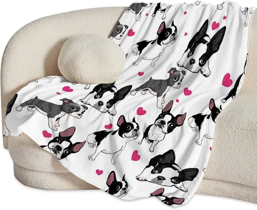 Vista 2 de Tijuboni Manta de Bulldog Francés para Niñas Niños Mujeres Regalos Amantes de los Perros Linda Manta para Niños Adultos Ultra Suave Acogedora Forro