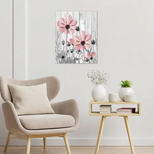 Vista 2 de MEUNEAR Lienzo decorativo de vaca para pared, diseño de margaritas, verde azulado y gris, para baño, animales salvajes, ganado occidental en bañera