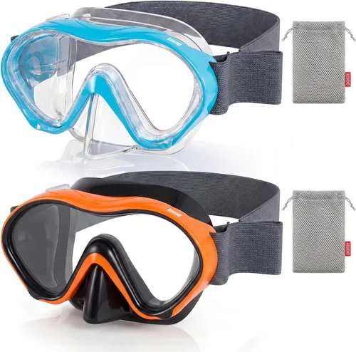 Vista 13 de Aegend Paquete de 2 gafas de natación para niños con cubierta de nariz para niños de 3 a 15 años, correa de tela tejida, antivaho 180° visión clara