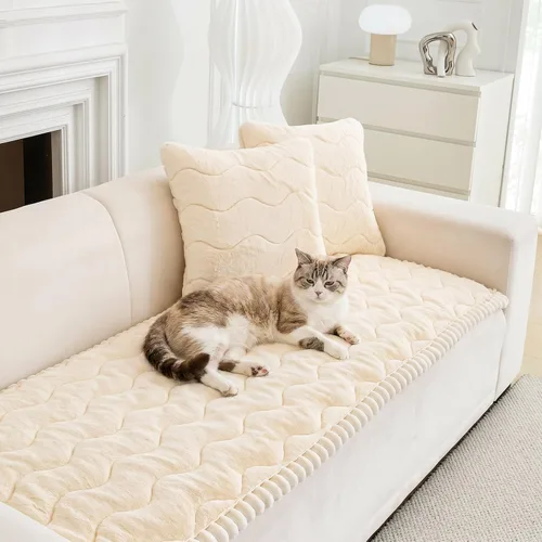 Vista 21 de JIAN YA NA Funda para Sofá Seccional, Divertida Funda de Chenilla Difusa para Sofá, Protector de Muebles Antideslizante para Mascotas y Niños, Sofá