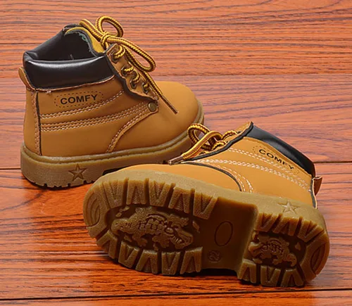 Vista 4 de Happy Cherry Botas de otoño para bebé, botas de cuero de gamuza con cordones, botines planos suaves