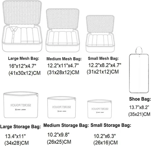 Vista 3 de Fxkoolr Juego de 7 cubos de equipaje de viaje para bolsas y maletas con bolsa de lavandería y bolsa para zapatos, cactus