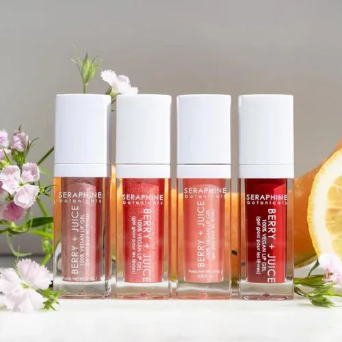 Vista 7 de Seraphine Botanicals Berry + Juice - Gel labial 100% vegano teñido brillante 0.20 fl oz (Cherry Compote)