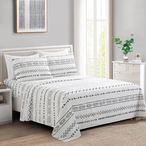 Vista 25 de Marina Decoration Ropa de cama ultra suave y sedosa con bolsillo profundo con estampado rico de rayón derivado de bambú para todas las estaciones