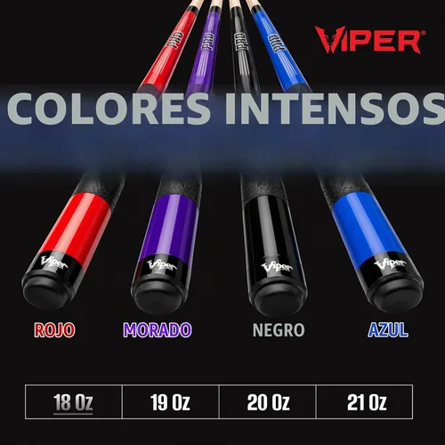 Vista 6 de Viper by GLD Products Revolution Sure Grip Pro 58" Pool Cue Stick, 18-21 Oz Negro