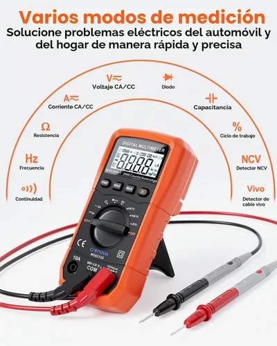 Vista 2 de Multímetro digital con auto-rango Crenova MS8233D, instrumento de medición electrónica, detector de voltaje CA, medidor portátil de Amp / Ohm