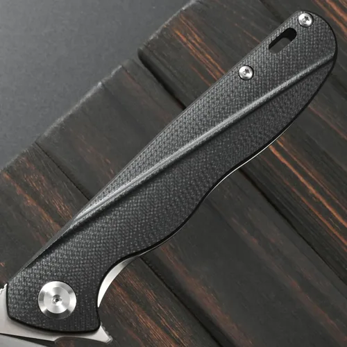 Vista 5 de Sitivien Cuchillo plegable ST103, hoja de acero D2+cuchillo de bolsillo con mango G10, cuchillo de herramienta EDC para exteriores, campamento, Negro