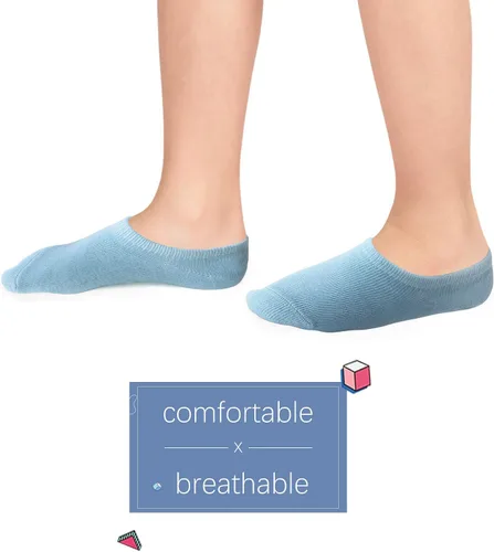Vista 5 de Tenpluszero 12 pares de calcetines antideslizantes de algodón de corte bajo para niños y niñas, de 2 a 12 años