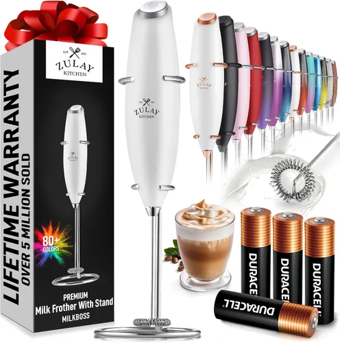 Vista 120 de Zulay Milk Boss Espumador de leche potente manual, hace espuma para latte, batidor para mezclar bebidas, café, miniespumador para capuchino, frappé