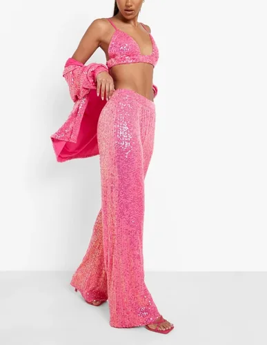 Vista 5 de Trajes brillantes para mujer blusa de manga larga con lentejuelas blusa de manga larga con purpurina pantalones largos y sueltos ropa de fiesta