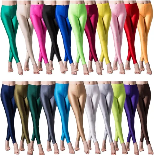 Vista 4 de Women Elastic Waist Casual Leggings Large Shinny High Stretch Gym Pants Workout