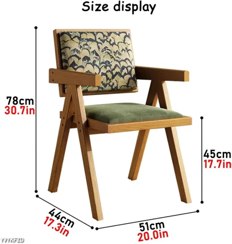Vista 3 de YVYKFZD Juego de sillas de comedor de madera maciza, sillas de cocina sin brazos, silla de comedor tapizada con respaldo, sillón de terciopelo