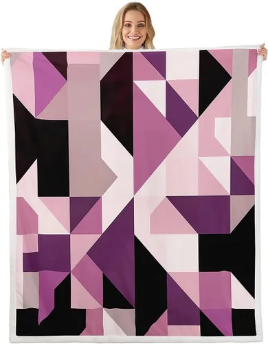 Vista 12 de Erosebridal Black Blue Triangles Square Fleece Throw Blanket 40"x50" - Ultra-Soft for Couch Sofa Bed,3D Geometric Pattern Sherpa Blanket,Abstract
