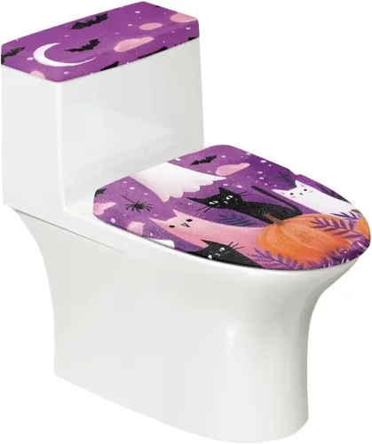 Vista 40 de Juego de 2 Fundas de Asiento de Inodoro con Hojas de Arce de Otoño, Juego de Fundas de Tapa de Tanque de Inodoro con Hojas de Arce Impresas