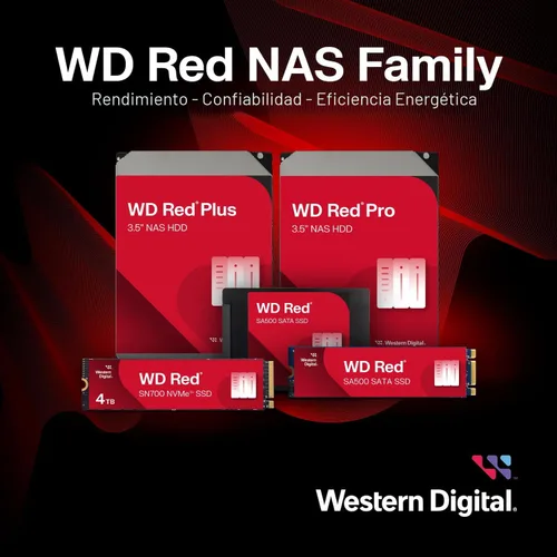 Vista 7 de Western Digital 2TB WD Red Plus Disco duro interno NAS HDD - 5400 RPM, SATA 6 Gb/s, CMR, caché de 64 MB, 3.5" -WD20EFPX