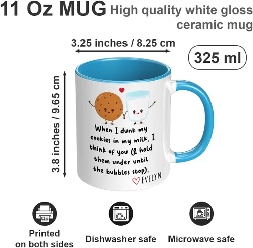 Vista 7 de When I Dunk My Cookies In My Milk I Think Of You - Novelty Coffee Mug White and Many Cute Colors - Funny Gift for Birthday Christmas Thanksgiving