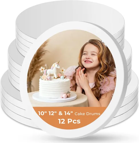Vista 11 de Kootek Discos para Pasteles Redondos de 10 Pulgadas, 1/2" de Grosor, Bordes Totalmente Envueltos Profesionales, Suministros de Decoración, Blanco