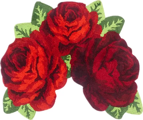 Vista 37 de Alfombrilla Abreeze con 4 rosas, alfombrillas con diseño de flores azul, hecha a mano, antideslizante (no se desliza), alfombrilla moderna, de puede