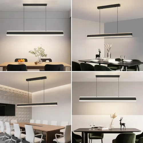 Vista 4 de Lámpara de araña moderna, lámpara colgante LED de 39 pulgadas con control remoto de 3000 a 6500 K, temperatura de color ajustable, lámpara