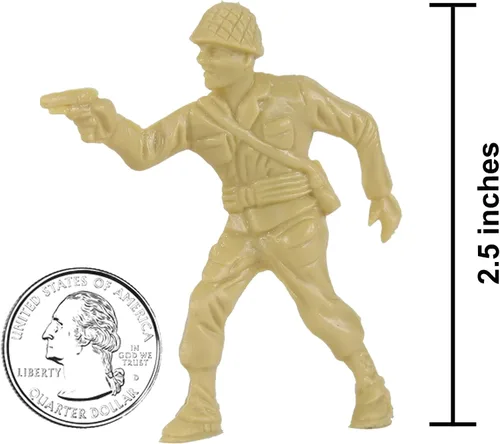 Vista 2 de BMC Classic Tan Plastic Army Men - 40 figuras de soldado de la Segunda Guerra Mundial - Fabricado en Estados Unidos Bronceado
