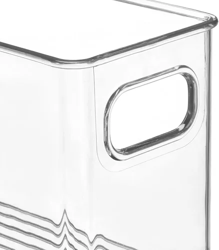 Vista 4 de mDesign Contenedores de almacenamiento de plástico para baño con asas, para armario, gabinete, tocador, organización de estantes de armario