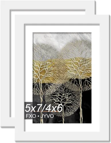 Vista 92 de Fxojyvo Marco de Fotos de 4x6, Muestra Foto de 3.5x5 con Paspartú o 4 x 6 Sin Paspartú, Liviano y de Alta Transparencia Marco de 4 por 6 para Pared