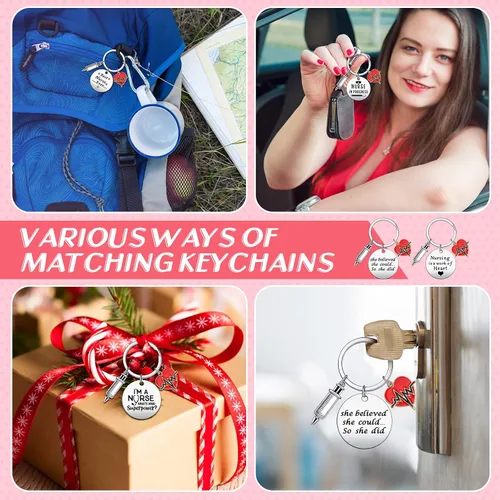 Vista 6 de Yinkin 24 llaveros para enfermeras, regalos de fiesta de enfermera, regalos de semana de enfermeras, regalos de agradecimiento para mujeres