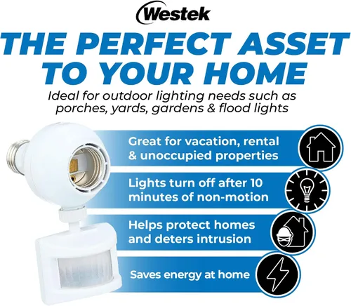 Vista 3 de Westek OMLC3BC-4 OMLC163BC Control de luz con detección de movimiento, blanco