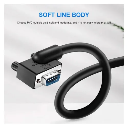 Vista 5 de Left Angle DB9 Serial Cable RS232 Male to Female Extension Wire 9 Pin(FF-D,0.5M)