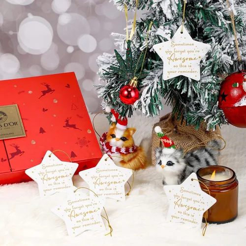 Vista 6 de Sieral 10 Piezas Adornos Navideños de Agradecimiento para Compañeros de Trabajo Regalo de Apreciación para Empleados a Granel Adorno Colgante