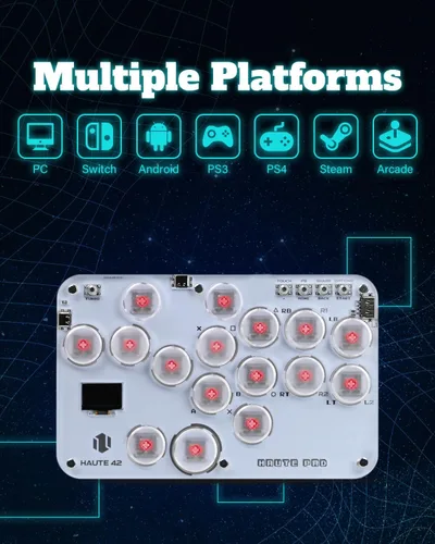 Vista 2 de Borcham Palillo de arcade con todos los botones, con funciones RGB y turbo de bricolaje, latencia de entrada de 1 ms, compatible