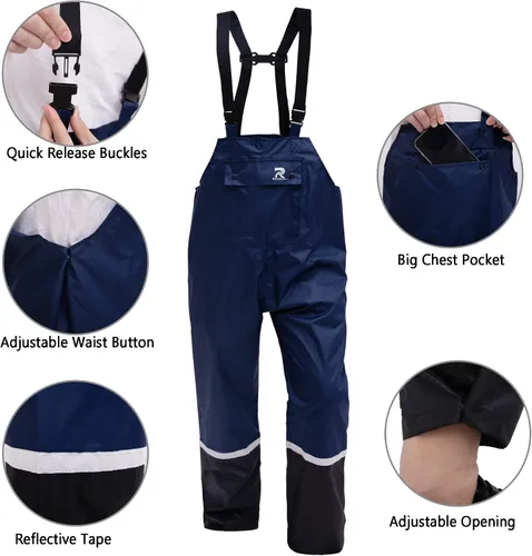 Vista 4 de RainRider Trajes de lluvia para hombre, impermeables, transpirables, resistentes al agua, impermeables, con pantalones