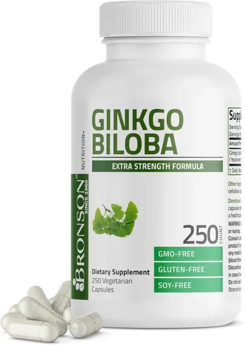 Vista 10 de Bronson Ginkgo Biloba Extra Strength Apoya la función cerebral y la memoria, 90 cápsulas vegetarianas Vegetariano, sin OMG, sin gluten, sin soja